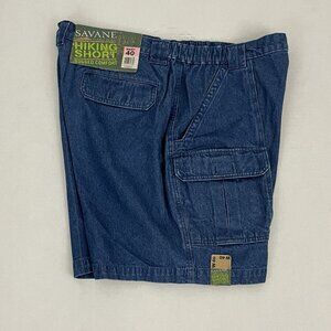 Savane Outdoor Khakis Hiking Short Men's 40 Light Wash Denim Cargo NWT